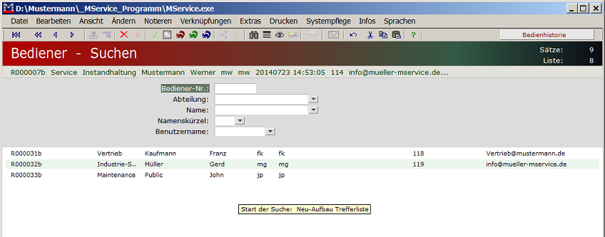 Suchen von Benutzern