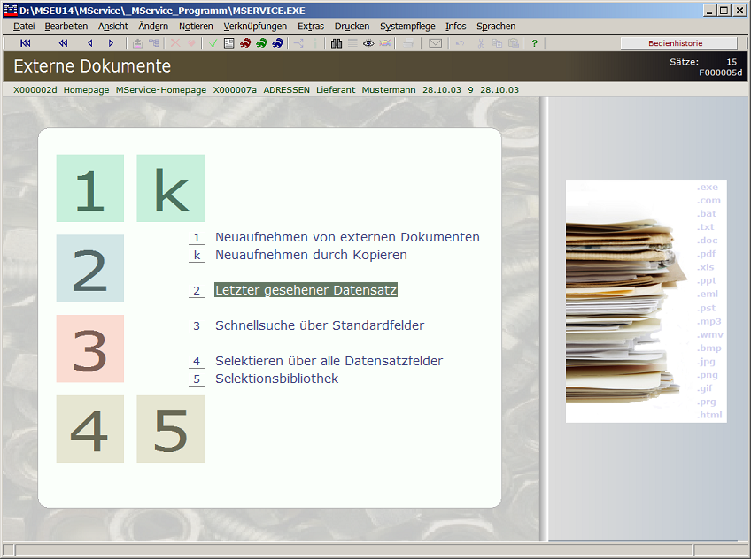 Themenmenü Dokumente