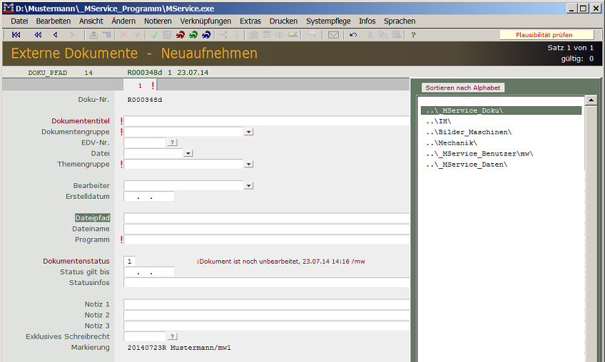 Neuaufnehmen von Dokumenten
