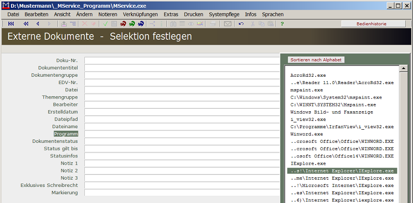 Selektieren von Dokumenten