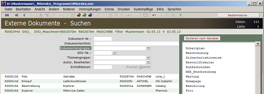 Suchen von Dokumenten