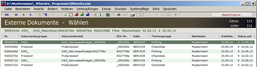 Trefferliste Dokumente