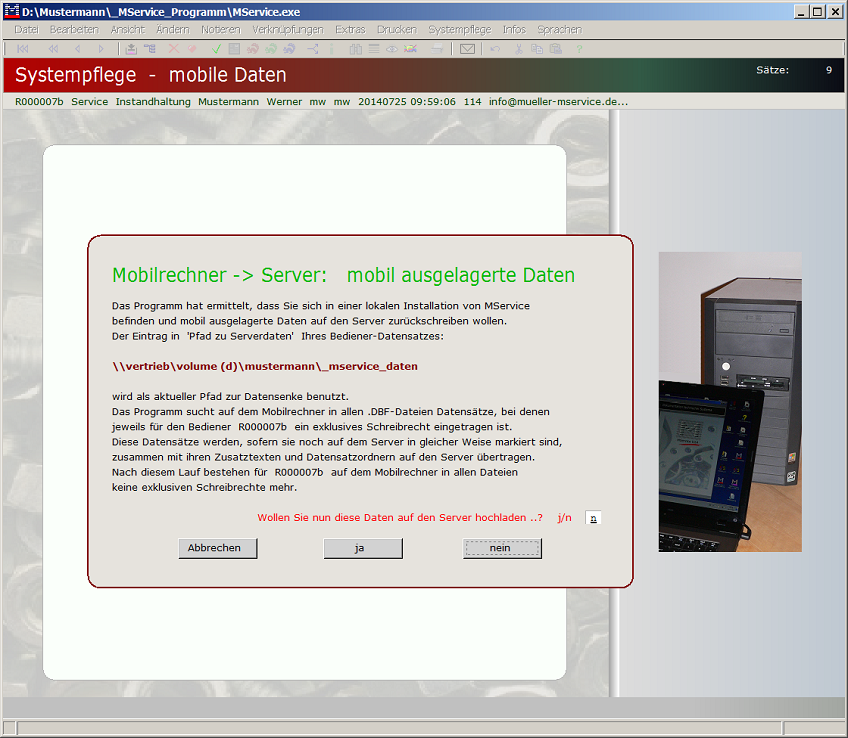 Hochladen von ausgelagerten Daten