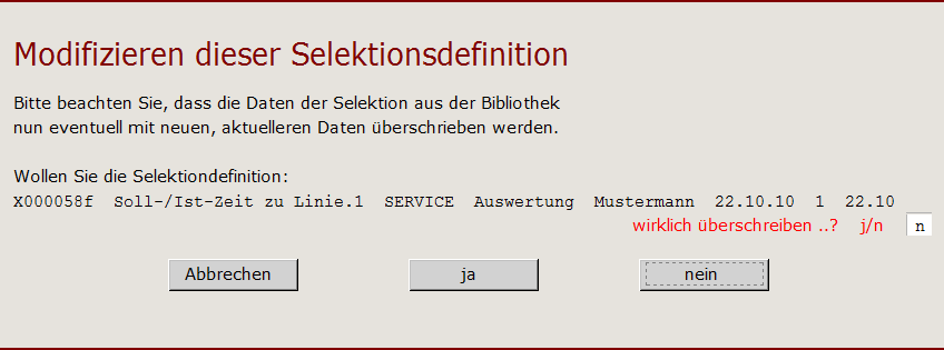 Selektionsdefinition modifizieren..?