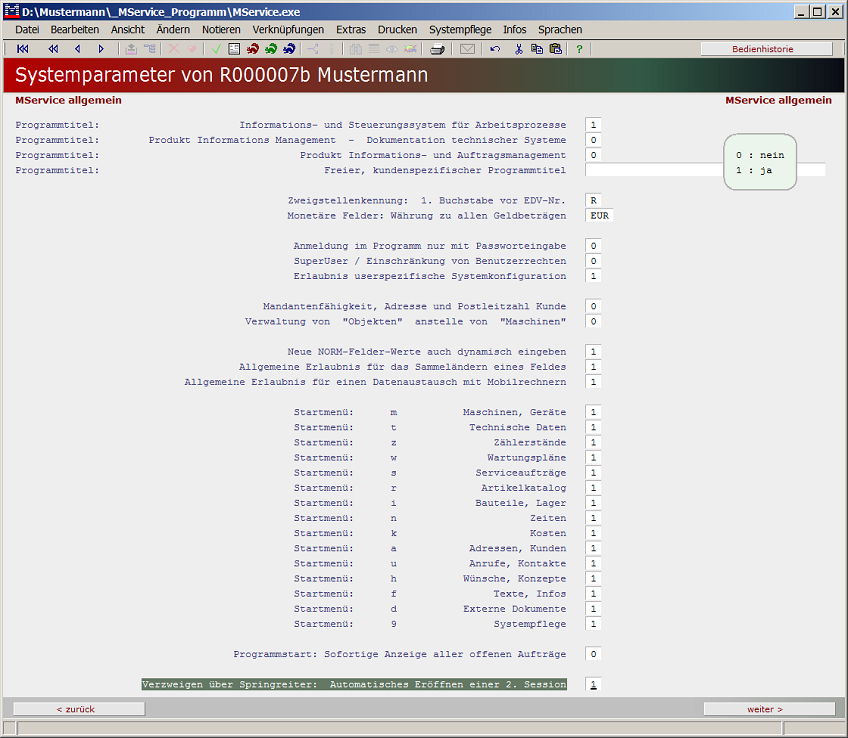 Parameter Gesamtsystem 1
