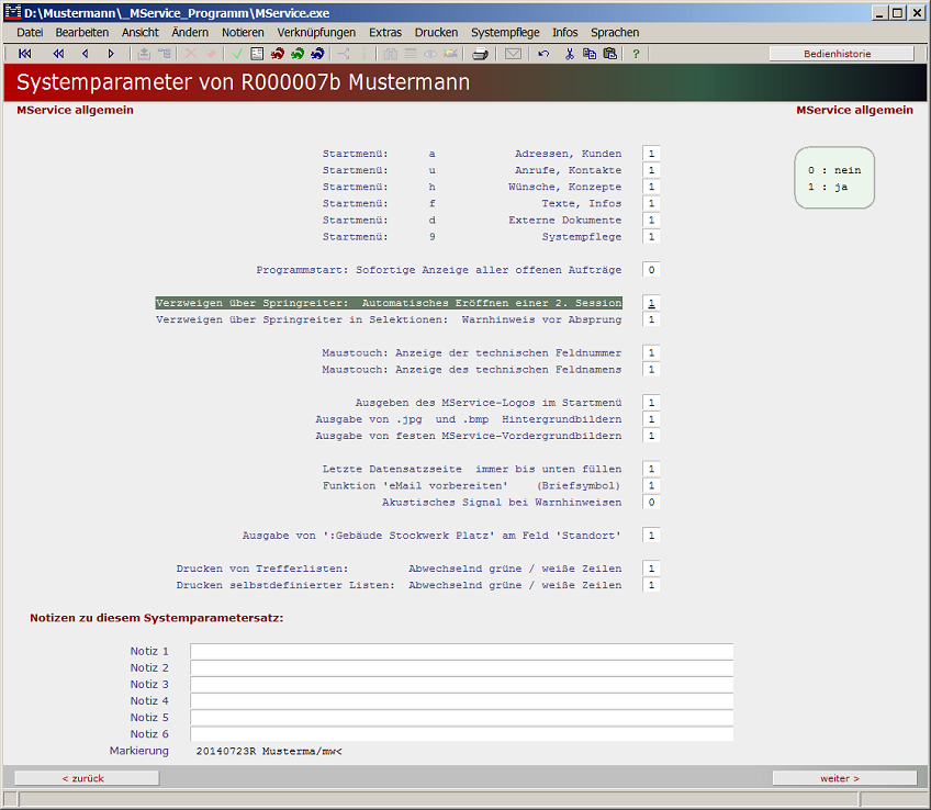 Parameter Gesamtsystem 2