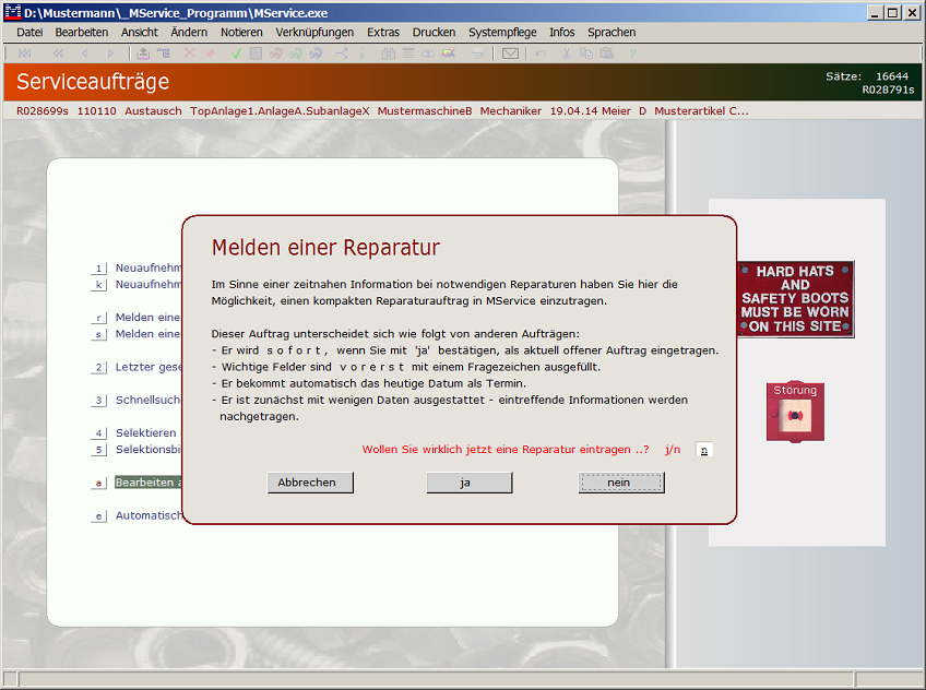 Neuaufnehmen einer Reparatur