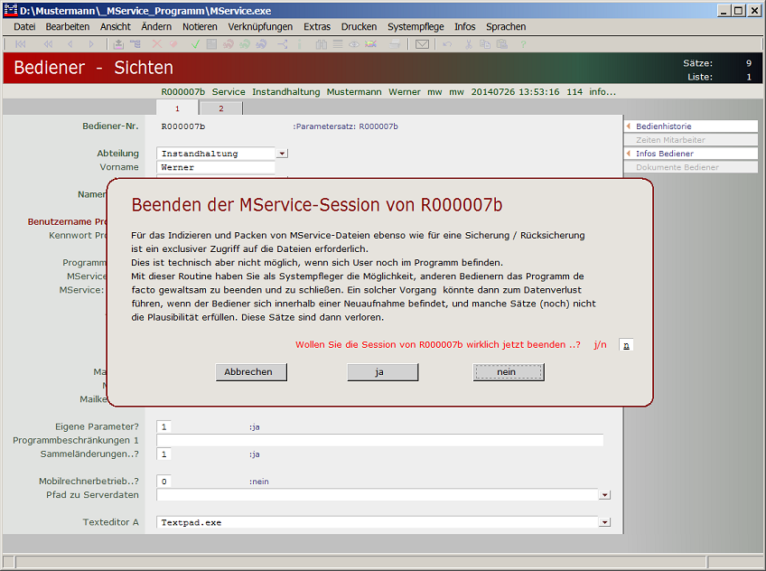 Beenden einer Session..?