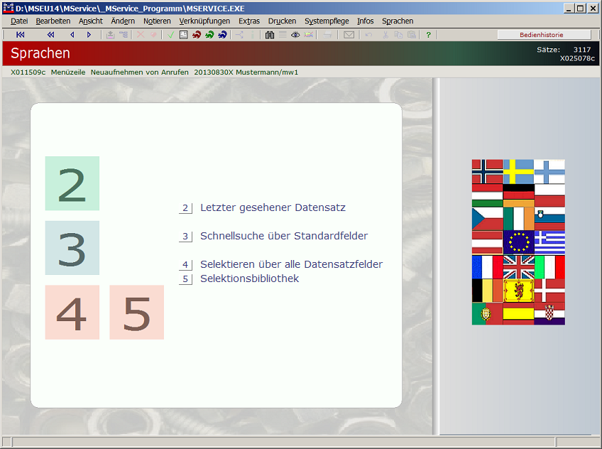 Themenmenü Sprachen