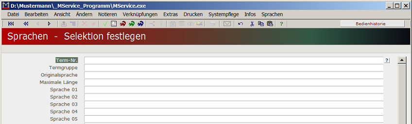Selektieren von Sprachen