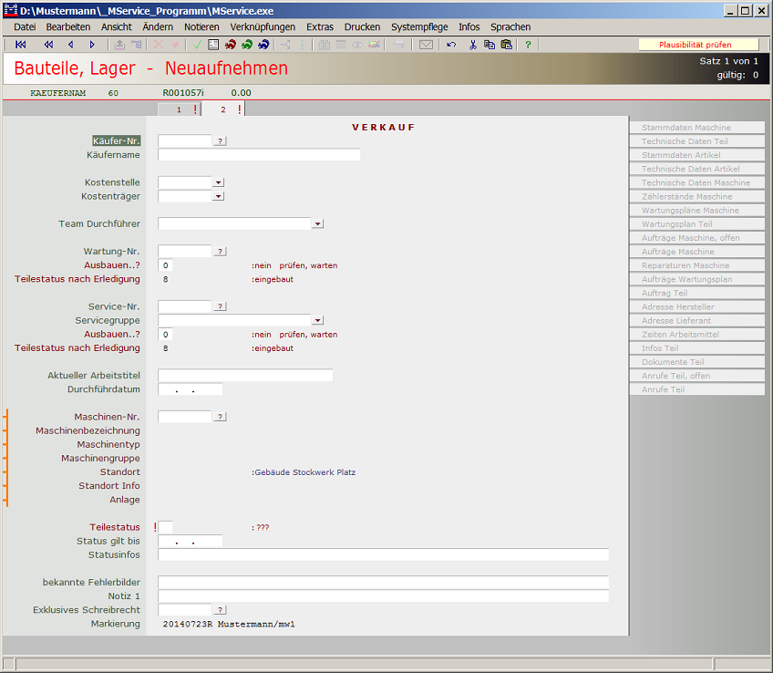 Neuaufnehmen von Teilen, Seite 2