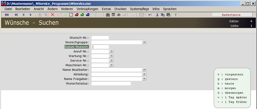 Suchen von W&uuml;nschen