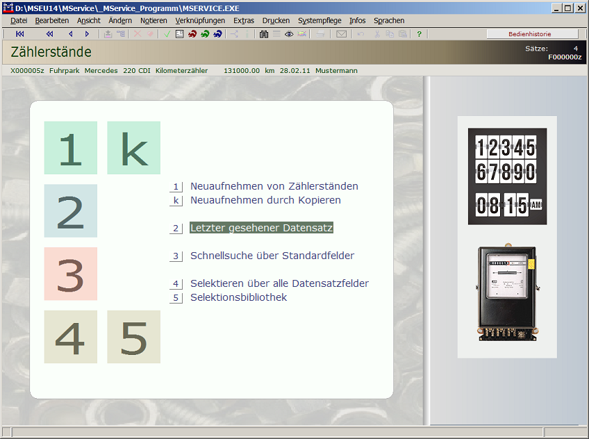 Themenmenü Zählerstände